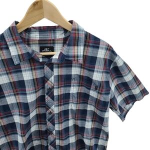 O'Neill Men's Surf Button Down Short Sleeve Shirt Plaid Tee Large Summer Light